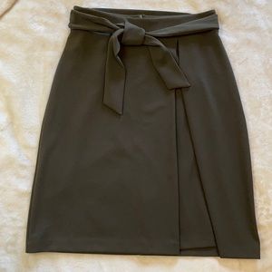 Army Green Skirt with Belt and Pleat
